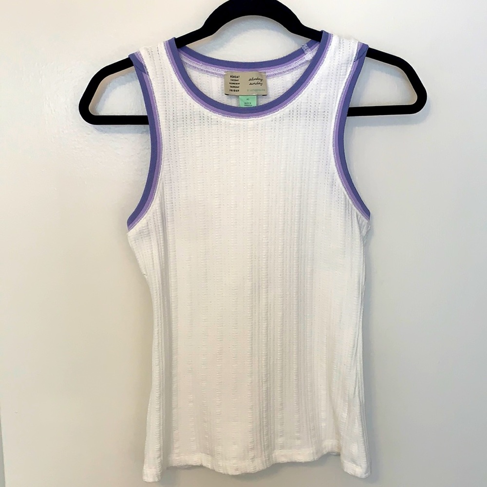 Ribbed Cami with Purple Detail
